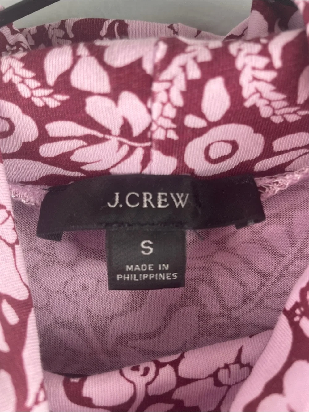 J. Crew Floral Pink and Burgundy Long Sleeve Turtleneck Size S